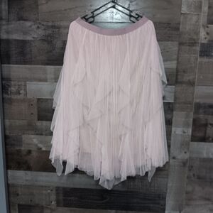 Soft Pink Layered Tulle A-Line Skirt